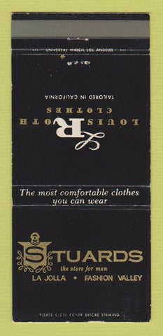 Matchbook Cover - Stuards Clothes La Jolla CA Louis Roth 30 Strike