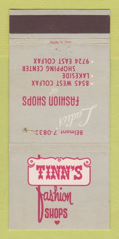 Matchbook Cover - Tinn's Women's Clothes Denver Colorado Colfax 30 Strike