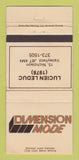 Matchbook Cover - Dimension Mode Clothes Leduc Valleyfield QC 30 Strike