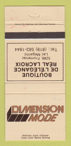 Matchbook Cover - Dimension Mode Clothes Lac Megantic QC 30 Strike