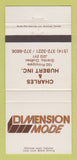 Matchbook Cover - Dimension Mode Clothes Charles Hubert Granby QC 30 Strike