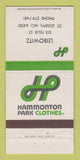 Matchbook Cover - Hammonton Park Clothes St Joseph MO Leibowitz 30 Strike