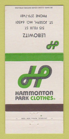 Matchbook Cover - Hammonton Park Clothes St Joseph MO Leibowitz 30 Strike