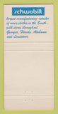 Matchbook Cover - Schwobilt Men's Clothes Suits 30 Strike