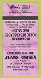 Matchbook Cover - Carrefour 8 24 Jeans St Hyacinthe QC  30 Strike