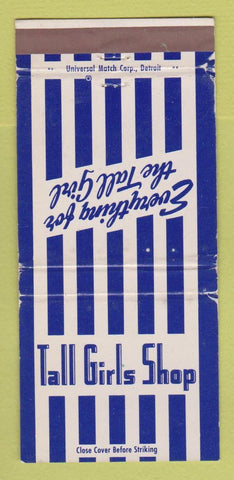 Matchbook Cover - Tall Girls Clothes Stores Detroit Chicago Buffalo 30 Strike