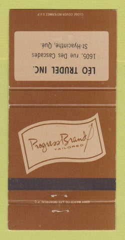Matchbook Cover - Progress Men's Clothes Leo Trudel St Hyacinthe QC 30 Strike