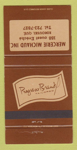 Matchbook Cover - Progress Men's Clothes Michaud Rimouski QC 30 Strike