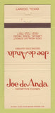 Matchbook Cover - Joe de Anda Clothes Laredo TX 30 Strike