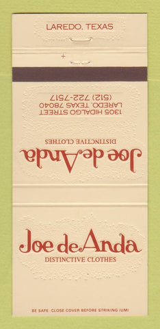 Matchbook Cover - Joe de Anda Clothes Laredo TX 30 Strike