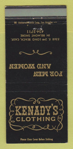 Matchbook Cover - Kenady's Clothing Long Beach CA 30 Strike