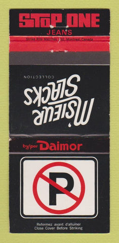Matchbook Cover - Daimor Men's Slacks Jeans Montreal QC WEAR 30 Strike