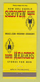 Matchbook Cover - Norm Meager's Men's Clothes Lakewood Anaheim CA 30 Strike