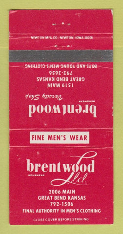 Matchbook Cover - Brentwood Men's Clothes Great Bend KS WEAR 30 Strike