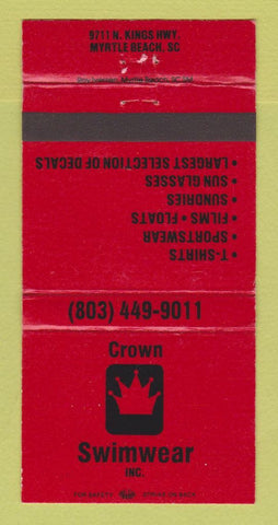 Matchbook Cover - Crown Swim Wear Clothes Myrtle Beach SC 30 Strike