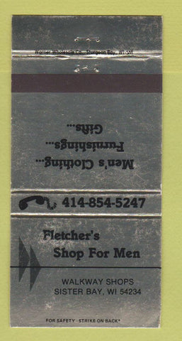 Matchbook Cover - Fletcher's Men's Clothes Sister Bay WI WEAR 30 Strike