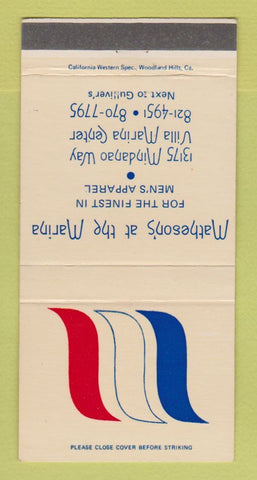 Matchbook Cover - Matheson's Men's Clothes Marina Del Rey CA 30 Strike