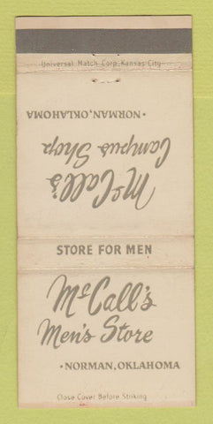 Matchbook Cover - McCall's Men's Clothes Norman OK WEAR 30 Strike