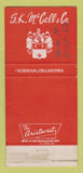 Matchbook Cover - McCall's Men's Clothes Norman OK WEAR 30 Strike