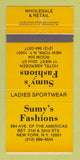 Matchbook Cover - Sumy's Fashions Clothes New York City Hotel Aberdeen 30 Strike
