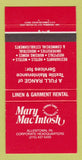 Matchbook Cover - Mary MacIntosh Linen Garment Rental Allentown PA 30 Strike