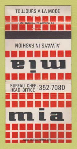 Matchbook Cover - Mia Clothes QC WEAR 30 Strike
