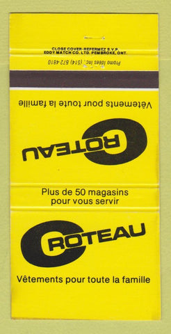 Matchbook Cover - Croteau Clothes QC 30 Strike
