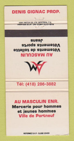 Matchbook Cover - Au Masculin Jeans Clothes QC WEAR 30 Strike