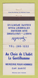 Matchbook Cover - Au Choix de L'habit Le Gentilhomme Cap Sante QC WEAR 30 Strike