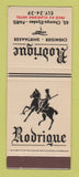 Matchbook Cover - Rodrigue Clothes Shirts Paris France SAMPLE