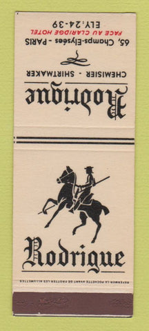 Matchbook Cover - Rodrigue Clothes Shirts Paris France SAMPLE