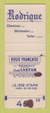 Matchbook Cover - Rodrigue Clothes Shirts Paris France SAMPLE