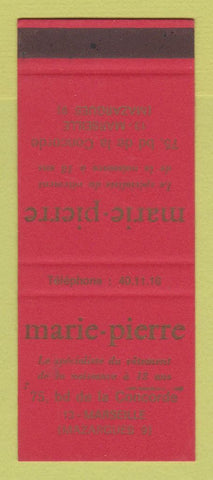 Matchbook Cover - Marie Pierre Clothes Mazargues France SAMPLE
