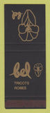 Matchbook Cover - Bel Tricots Robes France SAMPLE