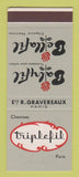 Matchbook Cover - Baby Fil Bella Clothes Women's Paris France Triplefil SAMPLE
