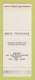 Matchbook Cover - Offert Par Clothes Paris France Adco SAMPLE