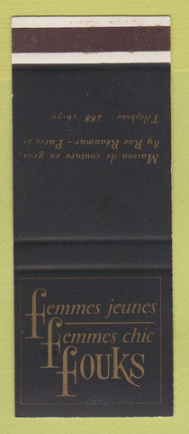 Matchbook Cover - Femmes Jeunes Clothes Paris France SAMPLE