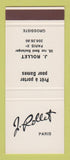 Matchbook Cover - J Rollet Paris France Clothes SAMPLE