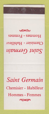 Matchbook Cover - Saint Germain Clothes  France SAMPLE WORN