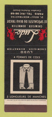Matchbook Cover - Ludo Men's Clothes Paris France SAMPLE WEAR
