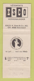 Matchbook Cover - Esco Murten Clothes Switzerland WEAR