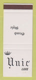 Matchbook Cover - Unic Luxe Clothes France SAMPLE