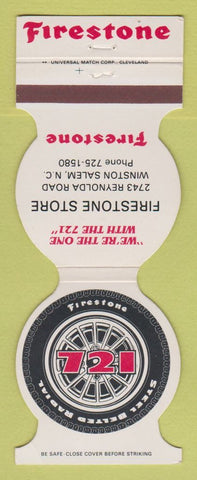 Matchbook Cover - Firestone Tires 721 Winston Salem NC