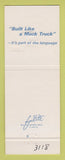 Matchbook Cover - Mack Semi Trucks 75th Twin Falls Boise ID