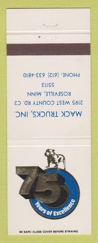 Matchbook Cover - Mack Semi Trucks 75th Roseville MN