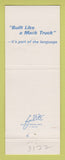 Matchbook Cover - Mack Semi Trucks 75th Carroll Huntington WV