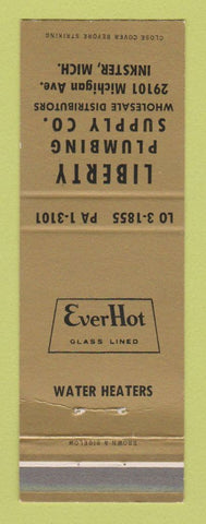 Matchbook Cover - Liberty Plumbing Supply Inkster MI Ever Hot Water Heaters