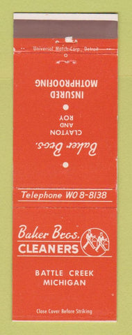 Matchbook Cover - Baker Bros Cleaners Battle Creek MI