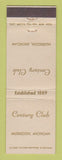 Matchbook Cover - Century Club Muskegon MI