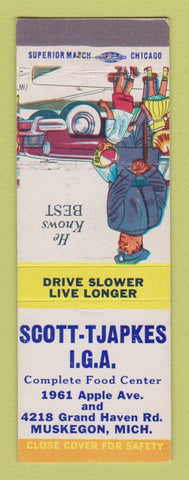 Matchbook Cover - Scott Tjapkes IGA Grocery Muskegon MI
